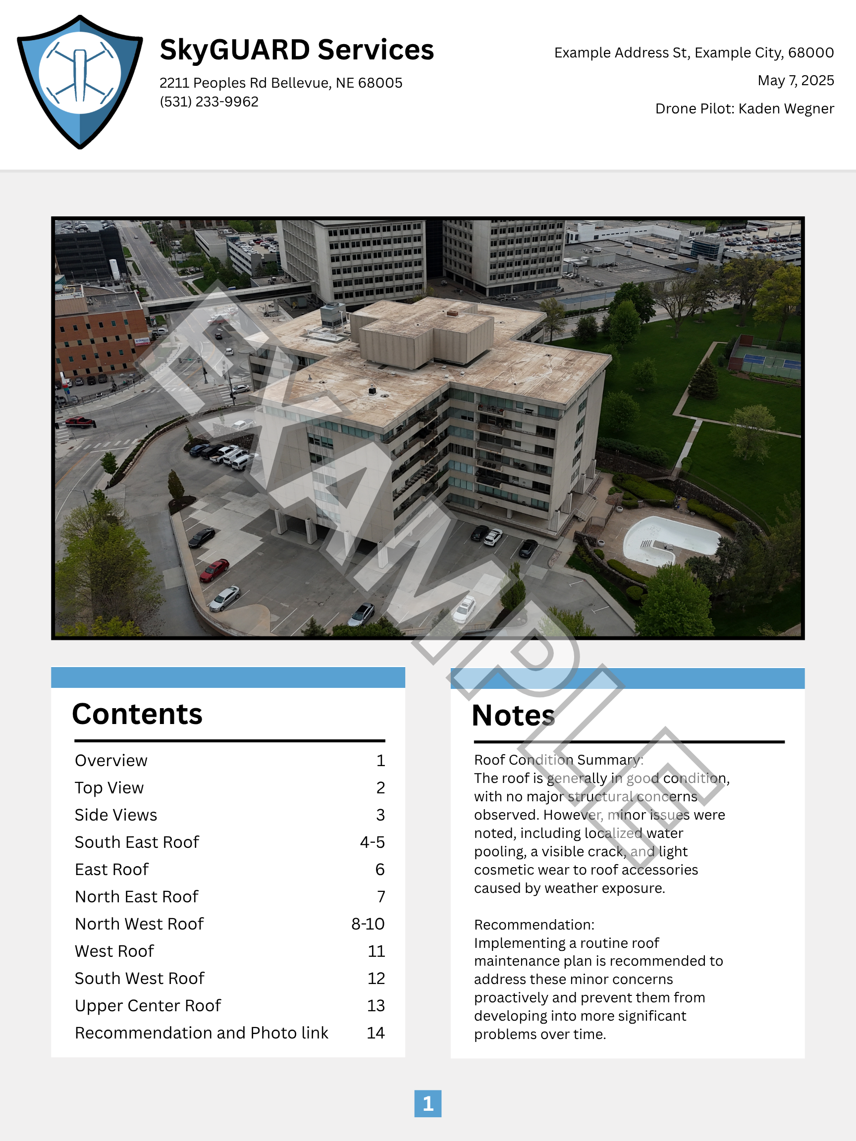 Commercial report example cover page